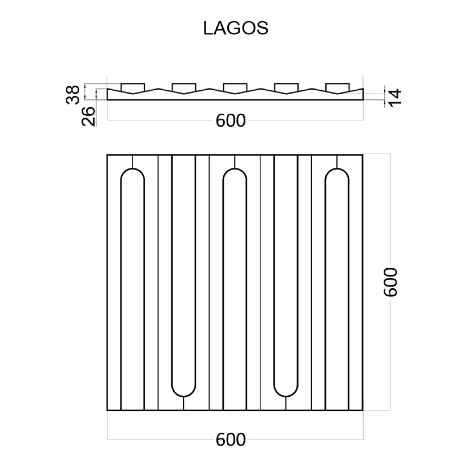Гипсовая 3D панель LAGOS 600x600x38 мм