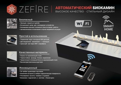 Автоматический биокамин ZeFire Automatic 800 с ДУ