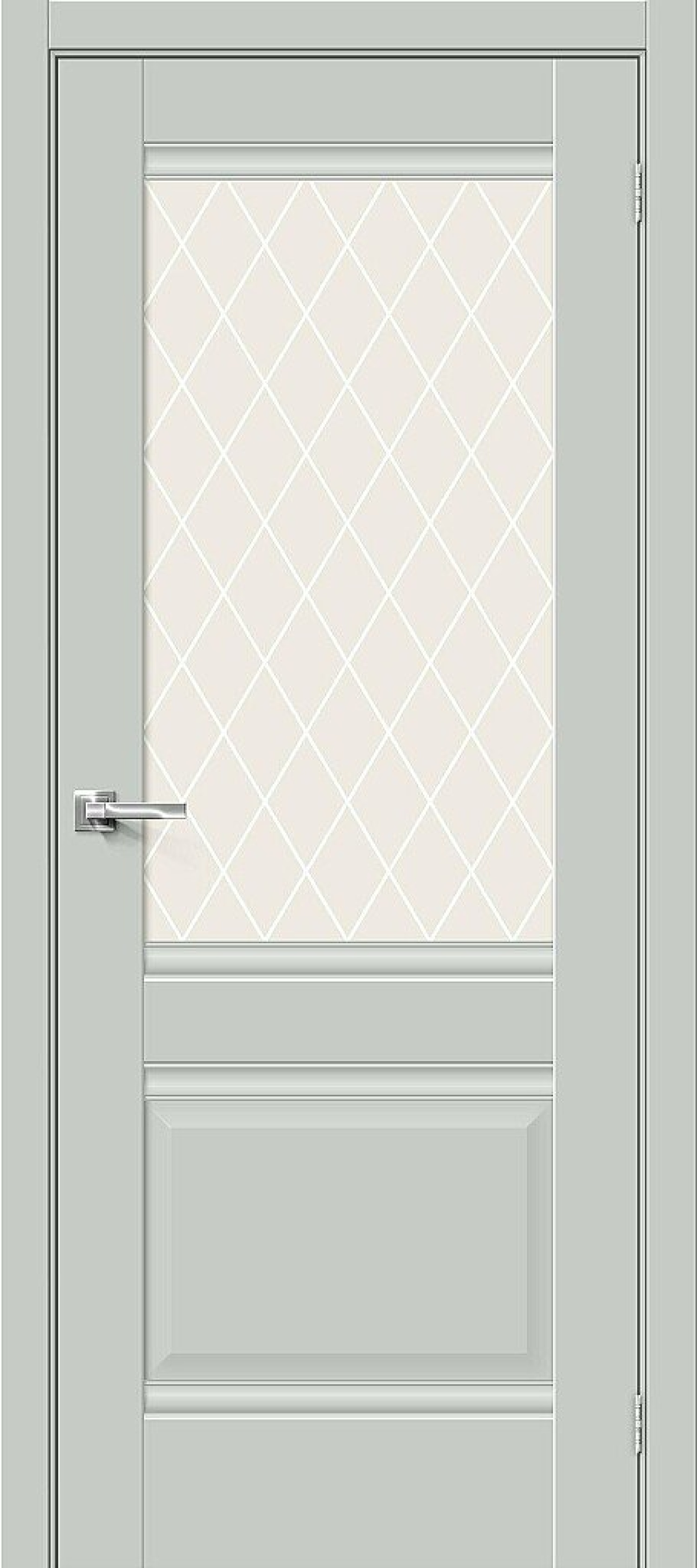 Межкомнатная дверь эмалит Прима-3 Grey Matt / White Сrystal