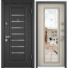 Дверь TOREX SUPER OMEGA 10 Черный шелк / Белый перламутр с зеркалом