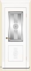 Дверь мебель массив Мадрид 1 Эмаль белая Витраж Алмазная гравировка № 12