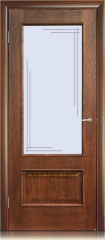 Дверь мебель массив Верона О Витраж (Коньячный дуб)