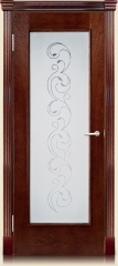 Дверь мебель массив Виченца О заливной витраж (Коньячный дуб)