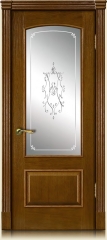 Дверь мебель массив Венеция О Витраж Вензель №1 (Золотой дуб)