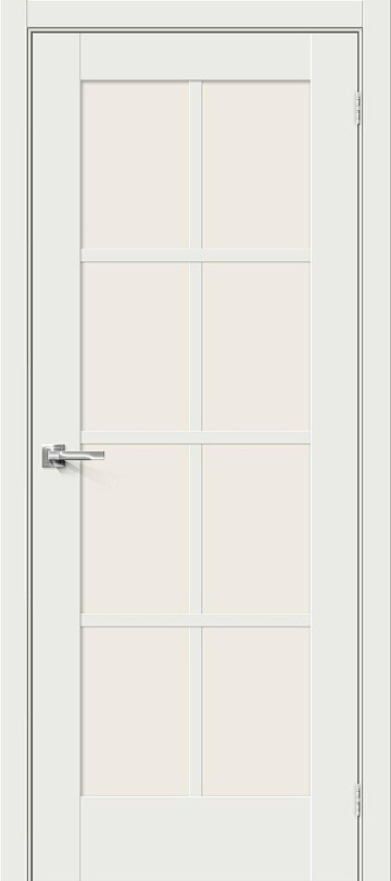 Межкомнатная межкомнатная дверь эмалит Прима-11.1 White Matt / Magic Fog
