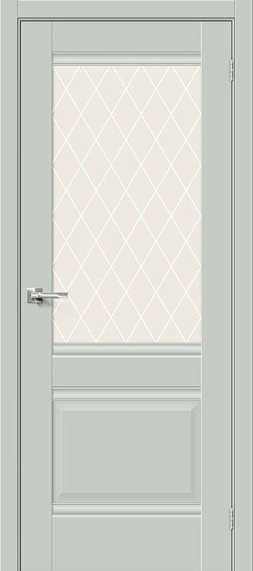 Межкомнатная межкомнатная дверь эмалит Прима-3 Grey Matt / White Сrystal