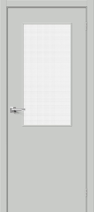 Межкомнатная межкомнатная дверь Bravo из винила Браво-7 Grey Pro / Wired Glass 12,5