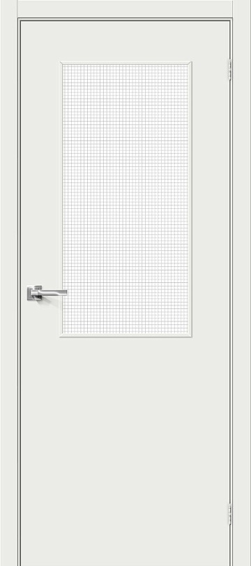 Межкомнатная межкомнатная дверь Bravo из винила Браво-7 Super White / Wired Glass 12,5