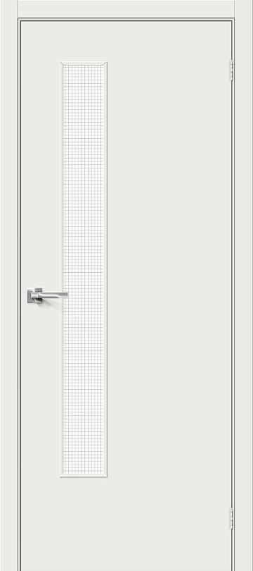 Межкомнатная межкомнатная дверь Bravo из винила Браво-9 Super White / Wired Glass 12,5