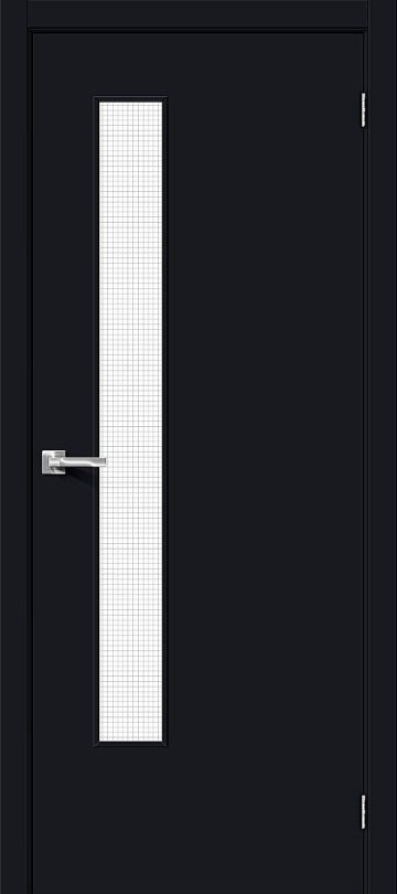 Межкомнатная межкомнатная дверь Bravo из винила Браво-9 Total Black / Wired Glass 12,5