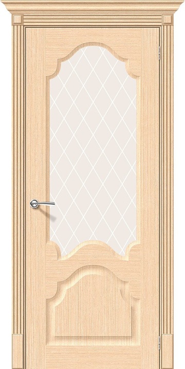 Шпонированная межкомнатная межкомнатная дверь Афина Ф-22 (БелДуб) / White Сrystal