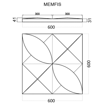 Гипсовая 3D панель MEMFIS 600x600x41 мм