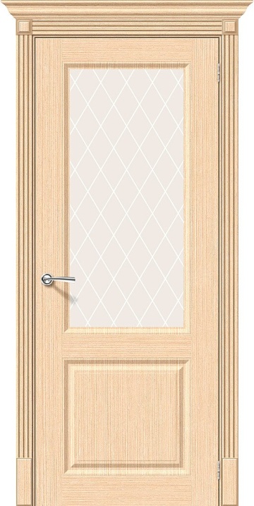 Шпонированная межкомнатная межкомнатная дверь Статус-13 Ф-22 (БелДуб) / White Сrystal