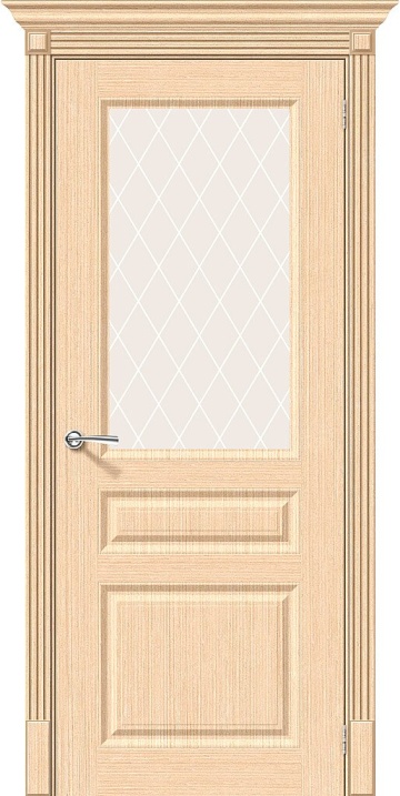 Шпонированная межкомнатная межкомнатная дверь Статус-15 Ф-22 (БелДуб) / White Сrystal