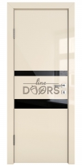 Дверь межкомнатная DO-512 Ваниль глянец/стекло Черное