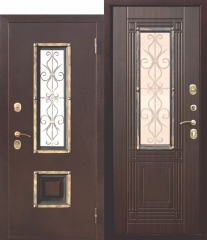 Входная металлическая дверь Ferroni со стеклопакетом Венеция Венге