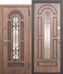Входная металлическая дверь Ferroni со стеклопакетом и ковкой Vikont