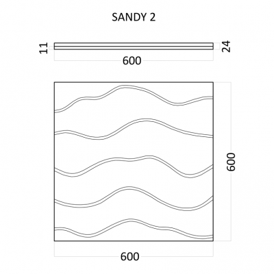 Гипсовая 3D панель SANDY 2 600x600x24 мм